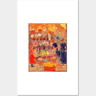 'Flower Stall' by Maurice Prendergast REMASTERED TECHNICOLOR Posters and Art